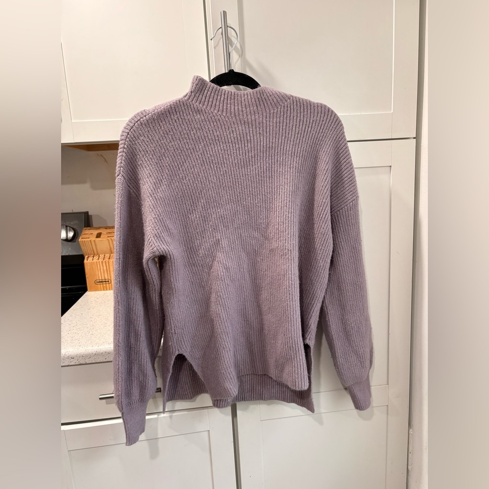 GAP Cozy Ribbed Mock Neck Sweater - Lavender